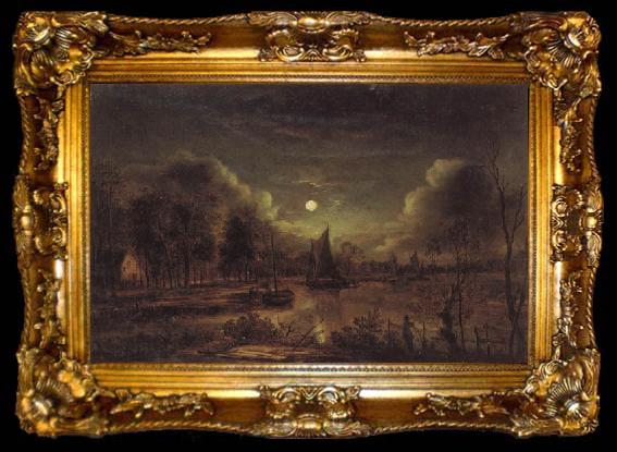 framed  Aert van der Neer Moonlit River, ta009-2